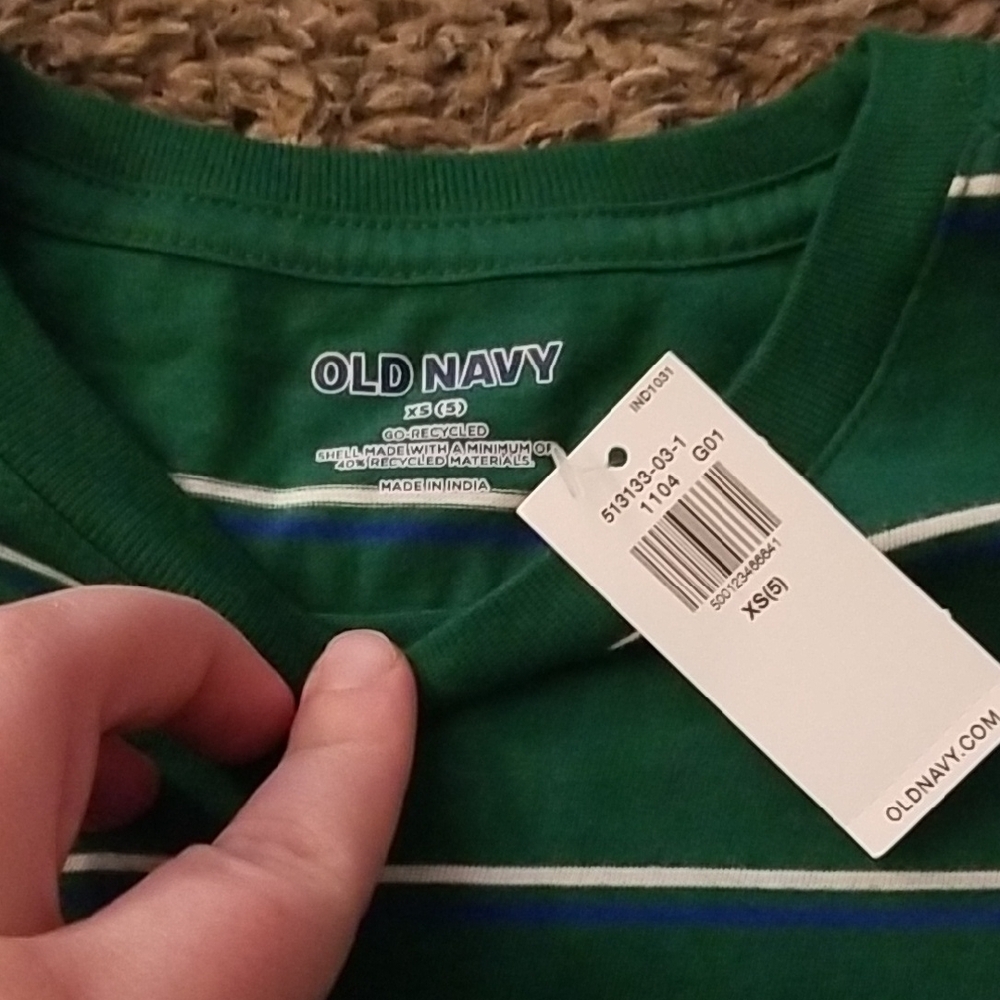 Old Navy Green Striped Kids Shirt - Picture 2 of 3
